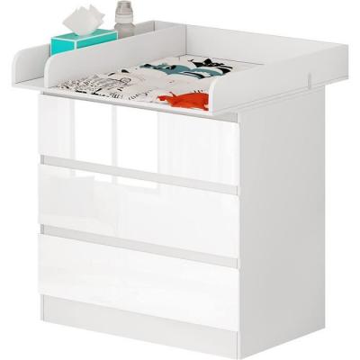 Table &agrave; langer b&eacute;b&eacute; plan &agrave; langer avec 3 tiroirs meuble enfant en bois d&acute;ing&eacute;nierie+en mdf.blanc