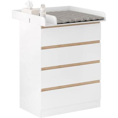 Table &agrave; langer.commode b&eacute;b&eacute; &agrave; langer avec 4 tiroirs en mdf+bois d&acute;ing&eacute;nierie.80x75x109.2cm.blanc