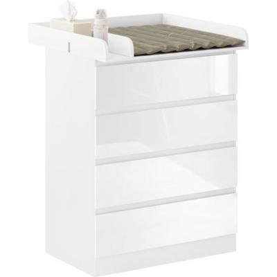Table &agrave; langer.commode b&eacute;b&eacute; &agrave; langer avec 4 tiroirs en mdf+en bois d&acute;ing&eacute;nierie.80x75x109.2cm.blanc