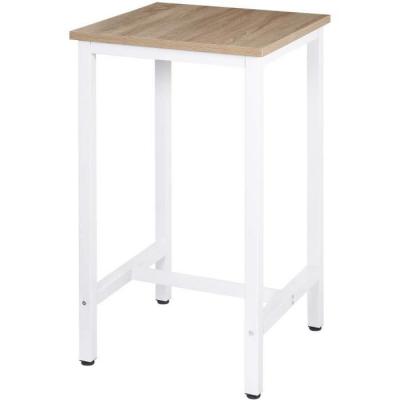 Table de bar.table de cuisine carr&eacute; 60x60x102cm en agglom&eacute;r&eacute;+m&eacute;tal.haute.ch&ecirc;ne clair