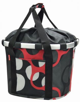 Sacoche de guidon klickfix bikebasket anneaux gris rouge