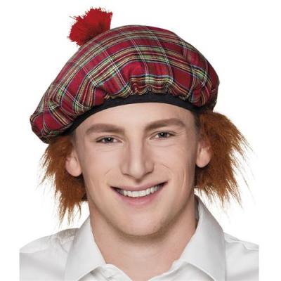 Casquette Ecossaise Rouge avec perruque