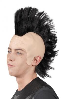 Perruque punk avec cr&ecirc;te noire homme ann&eacute;es 80