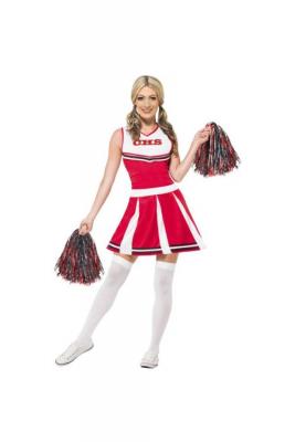 Smiffys Costume pom pom girl avec robe et pompons - Rouge - M (40-42)