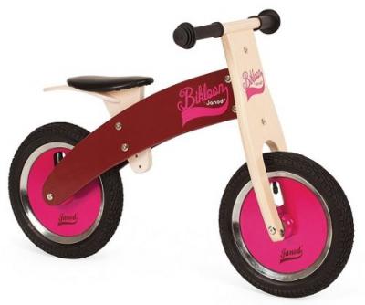 Draisienne en bois bikloon rose/bordeau janod