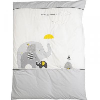 Babyfan - Housse de Couette et Taie d'Oreiller Jaune,Blanc,Gris