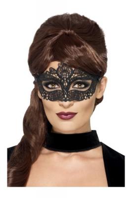 Masque Dentelle Brodee En Filigrane Noir - Noir - Taille Unique