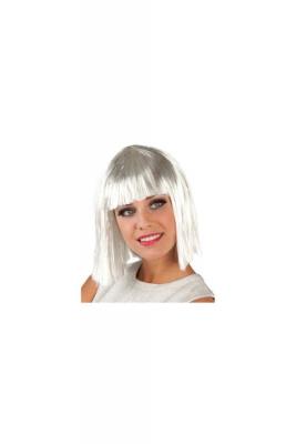 Perruque Star Gigi Blanche Avec Lam&eacute; Dor&eacute; - Blanc /argent