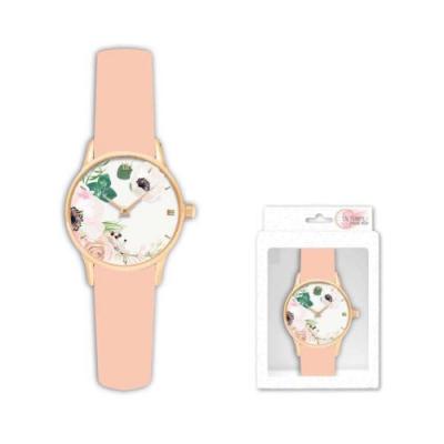 STC &ndash; Montre Tendance Bracelet Uni Beige Imprim&eacute; Fleurs