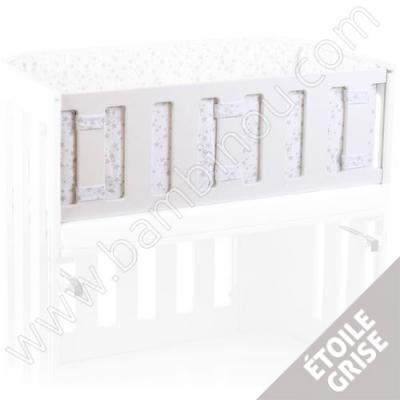 Babybay Grille protection pour lit - b&eacute;b&eacute; - &Eacute;toiles gris perle blanche
