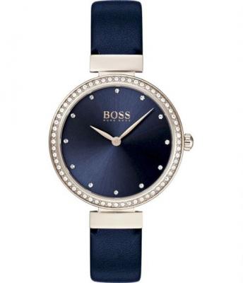 BOSS Montre Analogique &agrave; Quartz pour Femme avec Bracelet en Cuir Bleu - 1502477
