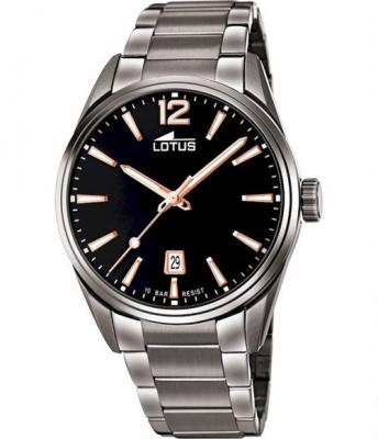 Montre Lotus L18684-2 - Dateur Acier Gris Cadran Noir Homme