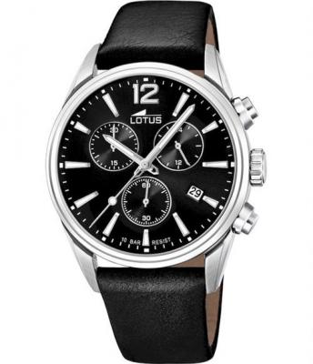 Montre Lotus L18691-3 - CHRONO Dateur,Chronographe Cuir Noir Cadran Noir Homme