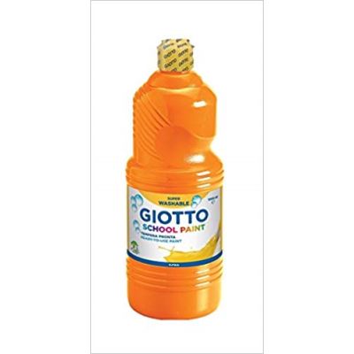 Flacon de 1 Litre de gouache liquide lavable Giotto. Coloris orange