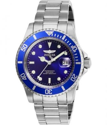Invicta Pro Diver - Montre Homme Quartz en Acier Inoxydable - 40 mm, Argent / Bleu