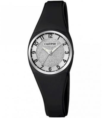 Montre Calypso K5752-6 - Montre Bracelet Silicone Noir Boitier Aluminium Noir Femme