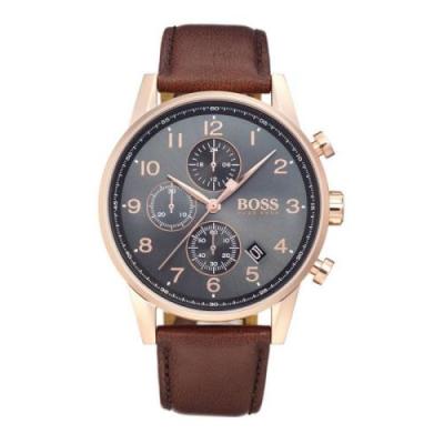 Montre Hugo Boss Navigator Chronom&egrave;tre 1513496 bracelet cuir marron