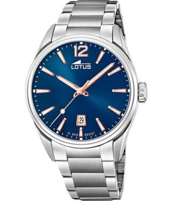 Montre Lotus L18692-2 - Dateur Acier Argent&eacute; Cadran Bleu Homme