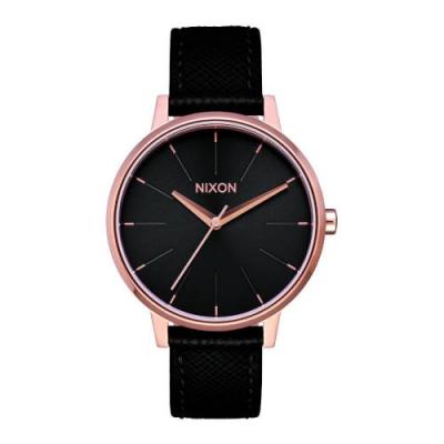 Nixon The Kensington Leather Rose Gold/Black montre A108-1098