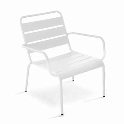 Fauteuil de jardin bas - 60 x 64 x 72 cm - Acier - Palavas - Blanc