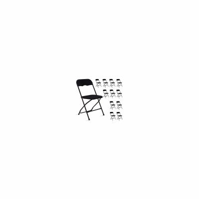 Ensemble de 12 chaises pliantes noires r&eacute;ception jardin - Noir