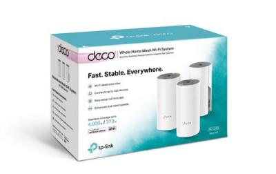 Syst&egrave;me WiFi Mesh 1,2 Gigabit + 2 ports Fast Ethernet x 3 TP-Link Deco E4 Blanc 