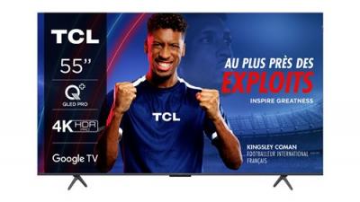 TV QLED Tcl 55C69B 139 cm 4K UHD 2024 Aluminium bross&eacute;