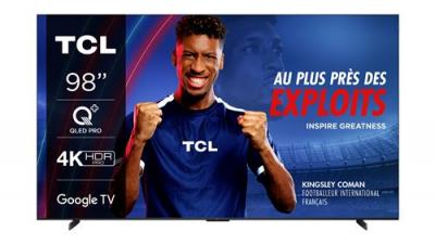 TV QLED Tcl 98C69B 248 cm 4K UHD 2024 Aluminium bross&eacute;