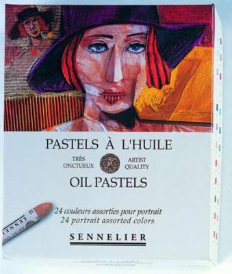 Bo&icirc;te de 24 pastels &agrave; l'huile couleurs assorties pour portrait