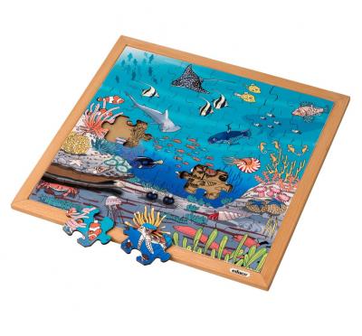 Puzzle En Bois - Puzzle Vocabulaire - Corail (49) - Jeu Montessori