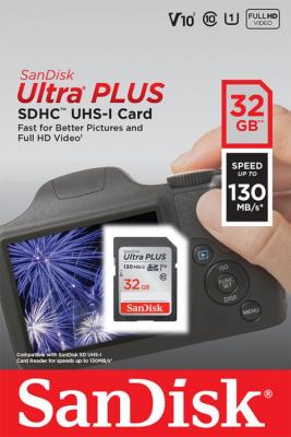 Carte m&eacute;moire SanDisk Ultra+ SDHC UHS-I 32 Go V10&sup2;