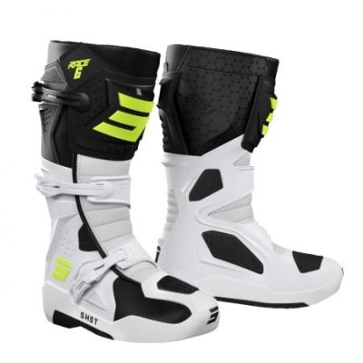 Shot Bottes moto cross Shot Race 6 noir blanc neon jaune 44