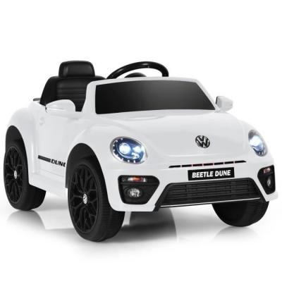 Voiture &eacute;lectrique Volkswagen Beetle pour enfants - COSTWAY - Blanc - 12V/4,5 Ah - T&eacute;l&eacute;commande 2.4G 
