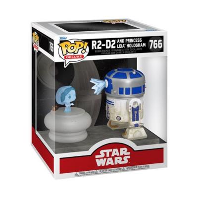 Figurine Funko Pop Deluxe Star Wars R2-D2 and Princess Leia Hologram