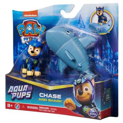 Pack 2 Figurines Paw Patrol Aqua Pups Pat&rsquo;Patrouille Mod&egrave;le al&eacute;atoire