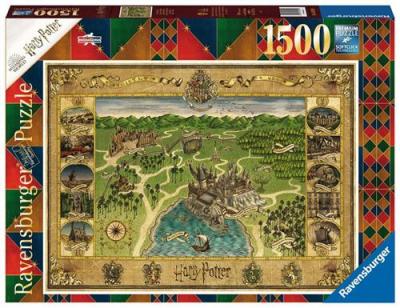 Puzzle 1500 pi&egrave;ces Ravensburger Harry Potter La carte de Poudlard 