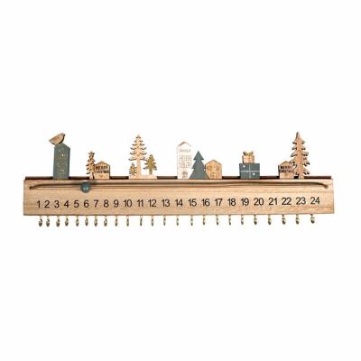Calendrier de l'avent en bois &agrave; rep&egrave;re - 40 x 12 cm