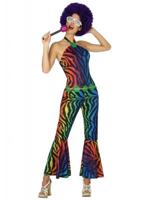 Combinaison Disco - Funky Rainbow - Femme Taille : L - 40/42 - D&eacute;guisements et f&ecirc;tes 