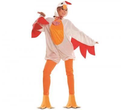 D&acute;Guisement De Poule Blanche Et Orange Pour Femme Taille M-L