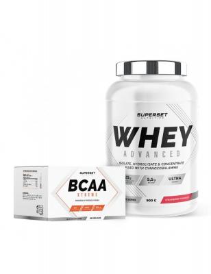 Programme Muscle Recovery - 100% Whey Proteine Advanced 900g Fraise Yogourt - BCAA Xtreme 