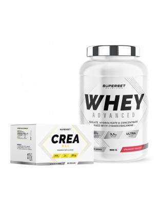 Programme Prise De Muscle Sec Avanc&eacute; - 100% Whey Proteine Advanced 900g Fraise Yogourt - Cr&eacute;a Max