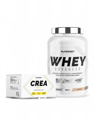 Programme Prise De Muscle Sec Avanc&eacute; - 100% Whey Proteine Advanced 900g Cookies - Cr&eacute;a Max