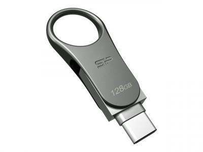 SILICON POWER Mobile C80 Cl&eacute; USB 128 Go USB 3.0 - USB type C titane