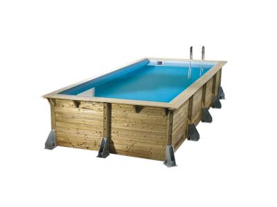 Piscine bois azura 5,05 x 3,50 x 1,26 m - liner bleu + kit margelles
