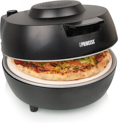 Four &agrave; pizza noir 1200 W avec pierre &agrave; cuire