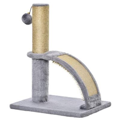 Arbre &agrave; chat griffoir grattoir jeu boule demi-arc de massage gris