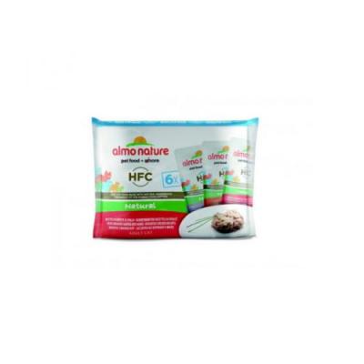 Lot Almo Nature HFC 12 x 55 g - lot mixte 6 saveurs - poulet, thon