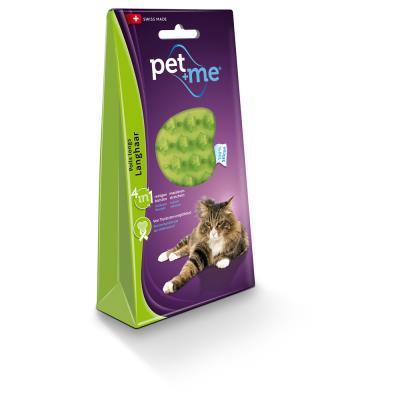 Pet+Me - Brosse Poils Longs pour Chat - Verte