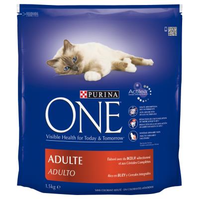 Croquettes Pour Chat Adulte/boeuf Purina One - Le Paquet De 1,5 Kg