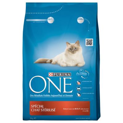 3kg Chat St&eacute;rilis&eacute; boeuf PURINA ONE - Croquettes pour chat